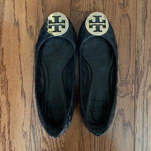 Tory Burch Quinn quilted ballet flats black size 7